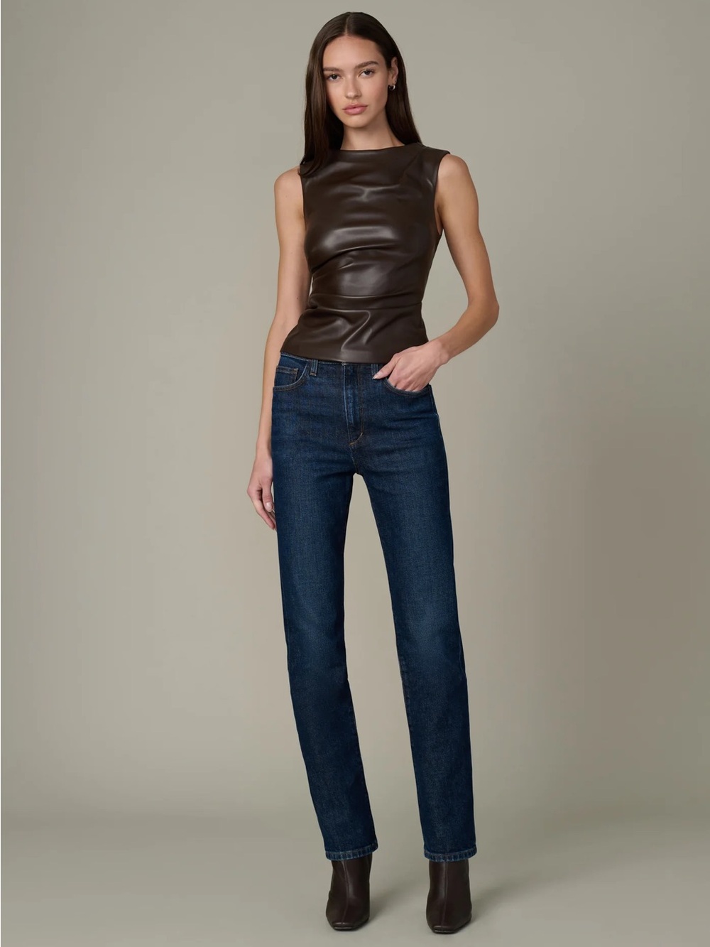 Joe's Jeans Straight Leg Jeans in Dark Indigo, Just Too High rise for me